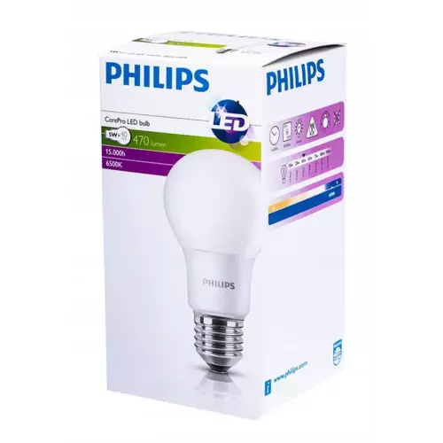 Żarówka LEDbulb CorePro zimna 5W = 40W, E27 6500K Philips 2