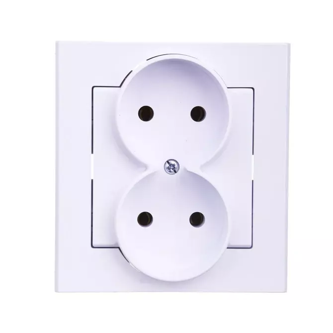Gniazdo podwójne b/u białe | OSPEL | SONATA | GP-2R/00 1
