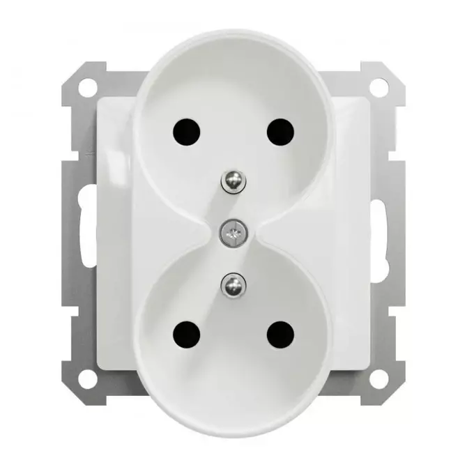 Gniazdo 2x2P+PE z przesłonami do systemu ramkowego białe | SDD111275 1