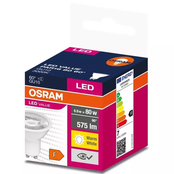 Żarówka LED VALUE PAR16 80 GU10 6,9W 575lm 3000K 830 60st. | 4058075599260 1