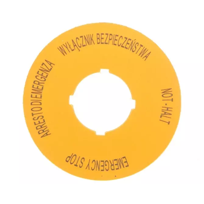 Tabliczka opisowa żółta okrągła EMERGENCY STOP M22-XBK15 | EATON | 167638 1