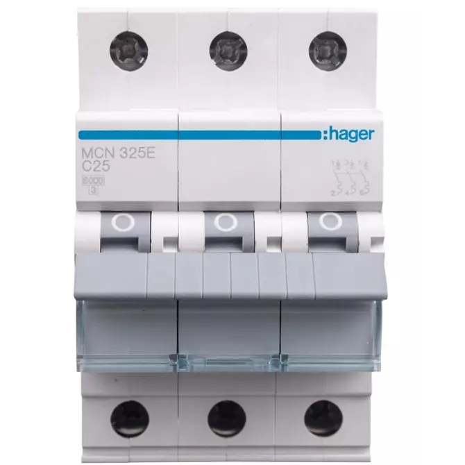 Wyłącznik nadprądowy 3P C 25A 6kA AC | HAGER POLO | MCN325E 1