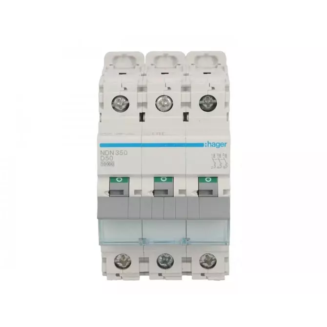 Wyłącznik nadprądowy 3P D 50A 10kA AC | HAGER POLO | NDN350 1