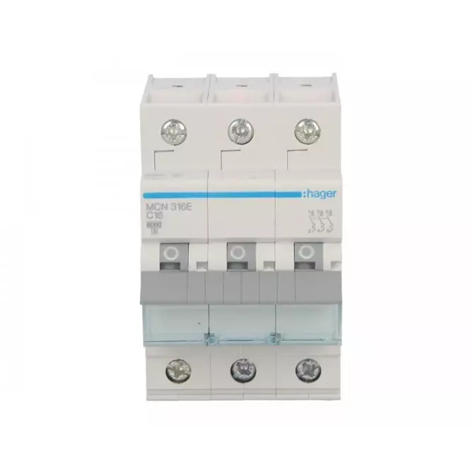 Wyłącznik nadprądowy 3P C 16A 6kA AC | HAGER POLO | MCN316E 1