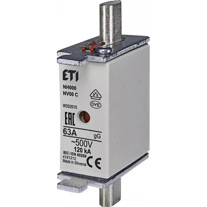 Wkładka topikowa przemysłowa zwłoczna KOMBI NH000 gG 63A/500V ETI 004181212 1