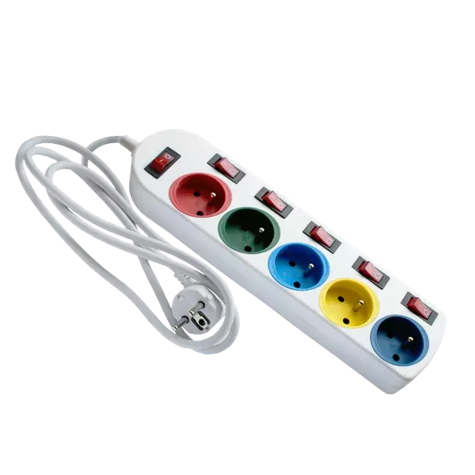 Przedłużacz z wyłącznikami 5-gniazd z/u, 1,5m biały Elgotech EPS-501,5W6 1