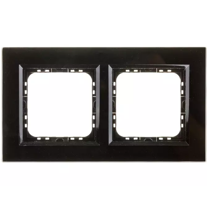 Ramka podwójna czarne szkło czarna | OSPEL | SONATA | R-2RGC/32/25 1