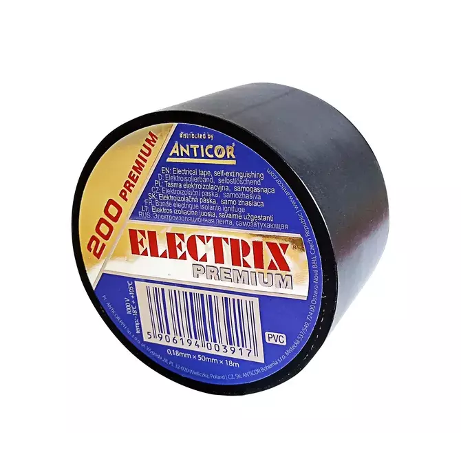 Taśma izolacyjna Electrix Premium 50 mm x 18 m czarna Anticor 1