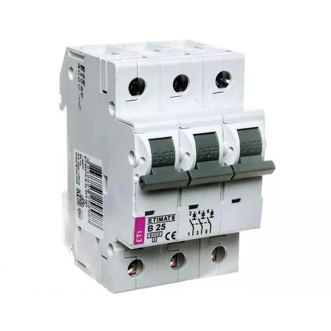 Wyłącznik nadprądowy 3P B 25A 6kA AC 6 | ETI-POLAM | 002115518 1