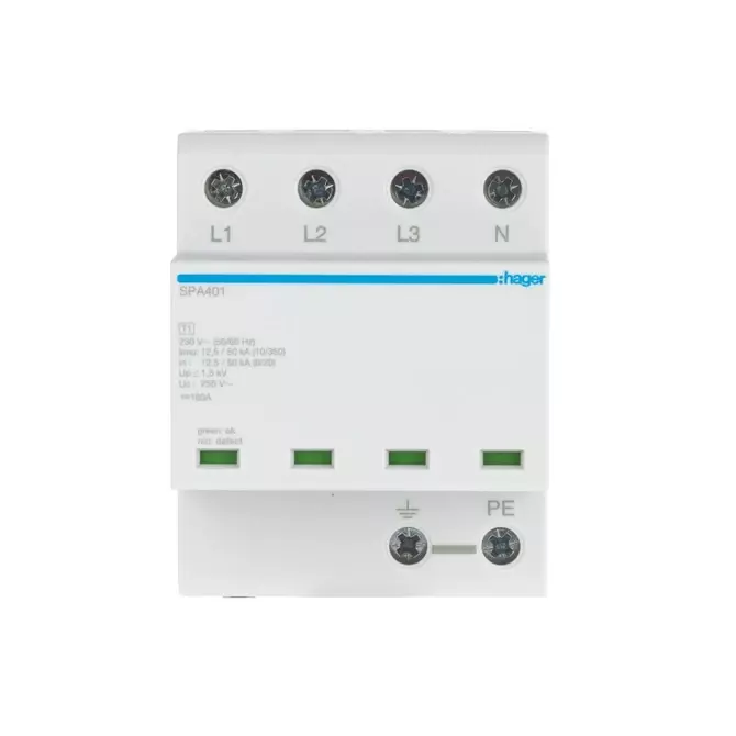 Przepięć B+C Typ T1+T2 4P 12,5kA TN-S/TT monoblok | HAGER POLO | SPA401 1