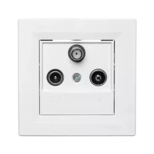 Gniazdo antenowe RTV-SAT końcowe 1dB białe z ramką | Schneider | EPH3500121 1