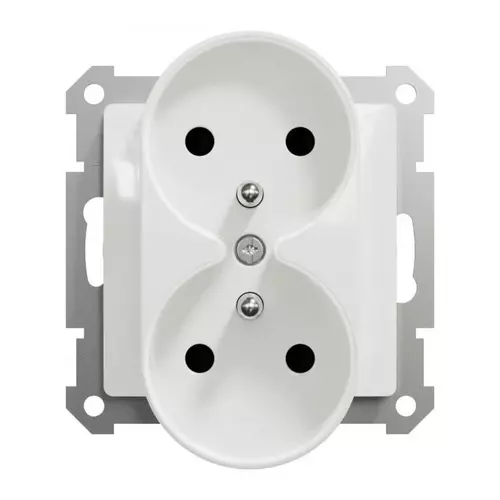 Gniazdo 2x2P+PE z przesłonami do systemu ramkowego białe | SDD111275 1