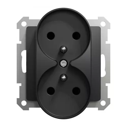 Gniazdo 2x2P+PE z przesł do systemu ramkowego czarny antr. | SDD114275 1