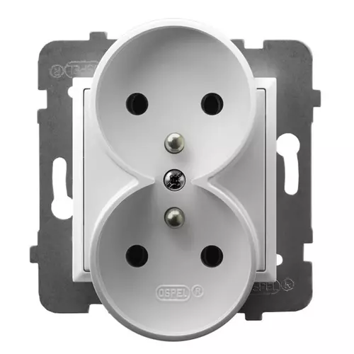 Gniazdo podwójne z/u biały | OSPEL | ARIA | GP-2URZ/m/00 1