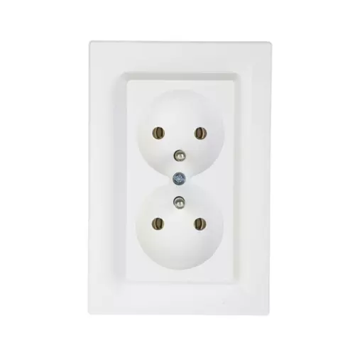 Gniazdo podwójne z/u białe z ramką | Schneider | Asfora | EPH9800221 1