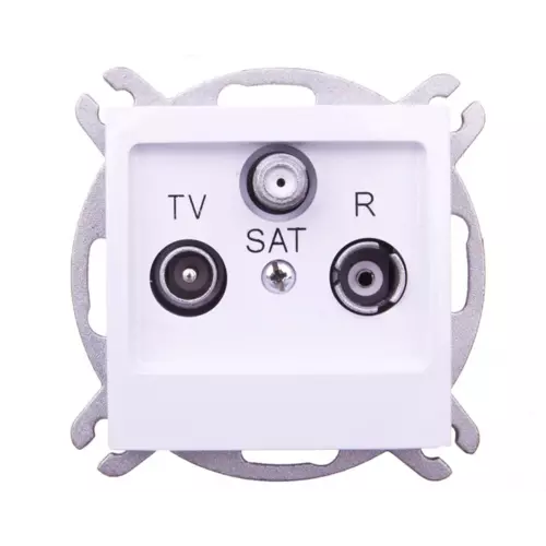 Gniazdo antenowe RTV-SAT przelotowe białe | OSPEL | IMPRESJA | GPA-YSP/m/00 1