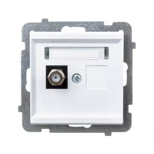 Gniazdo antenowe pojedyncze typu F białe | OSPEL | SONATA | GPA-1RF/m/00 1