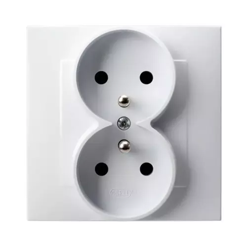 Gniazdo podwójne z uziemieniem z ramką  Biały SZAFIR Ospel GP-2ZZ/00 1