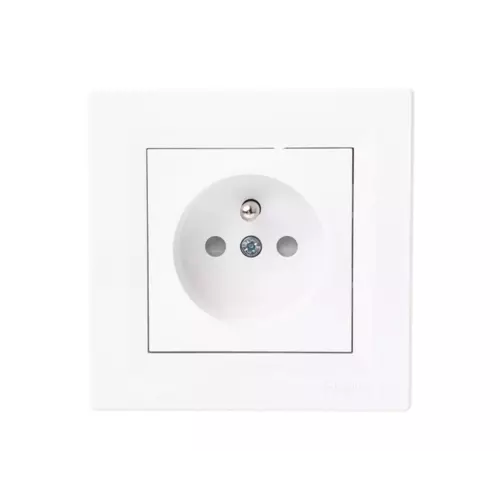 Gniazdo pojedyncze z/u z przesłonami białe z ramką | Schneider | EPH2800221 1