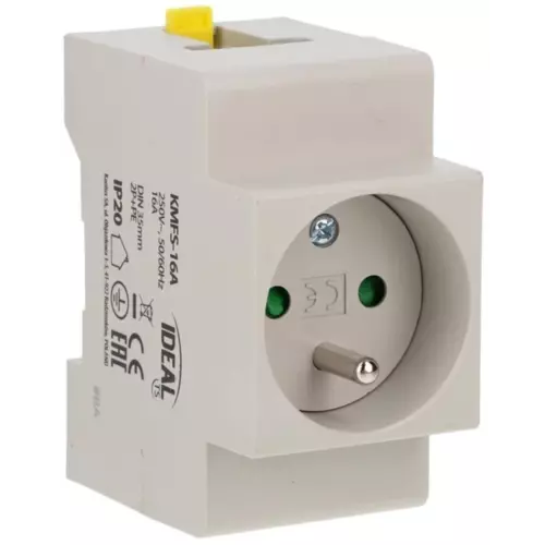 Gniazdo modułowe serwisowe 2P+Z 16A 250V na szynę DIN KMFS-16A | 19490 1