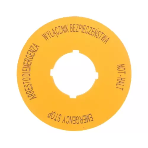 Tabliczka opisowa żółta okrągła EMERGENCY STOP M22-XBK15 | EATON | 167638 1