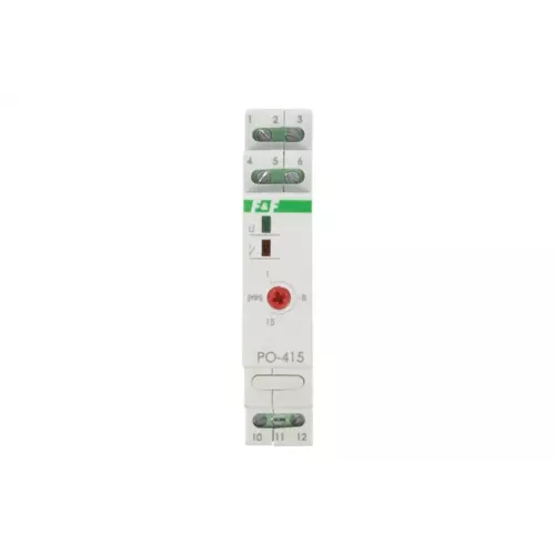 Przekaźnik czasowy 1P 10A 1-15min opóźnione odpadanie 230V | F&F | PO-415 1