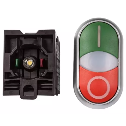Przycisk sterowniczy 22mm podwójny czerwony/zielony z samopowrotem | 216509 1