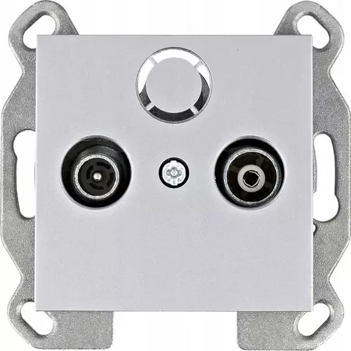 Gniazdo RTV końcowe srebrny Lumina Hager WL3012 1