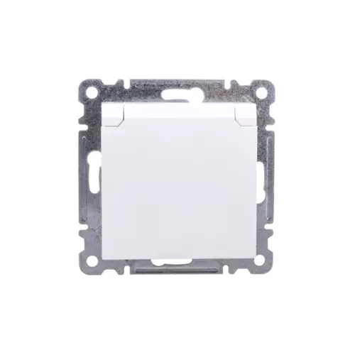 Gniazdo pojedyncze z/u 16A z klapką IP44 białe | HAGER POLO | WL1120 1