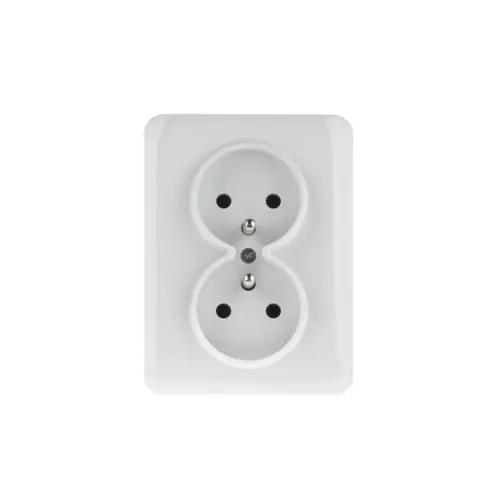 Gniazdo podwójne z/u 16A kompletne białe | HAGER POLO | Lumina | WL1220 1