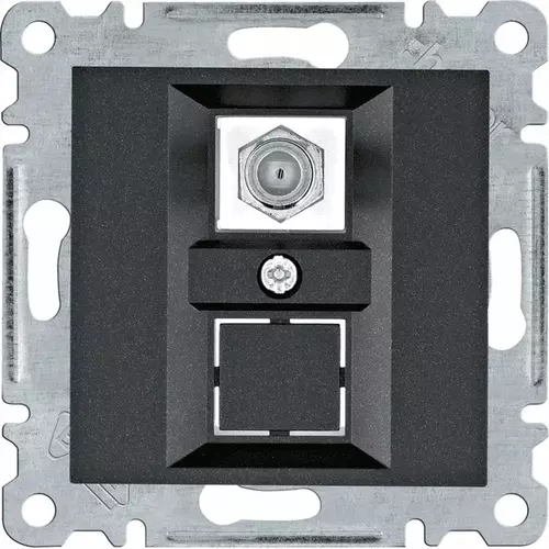 Złącze pojedyncze typu F czarny lumina Hager WL3253 1