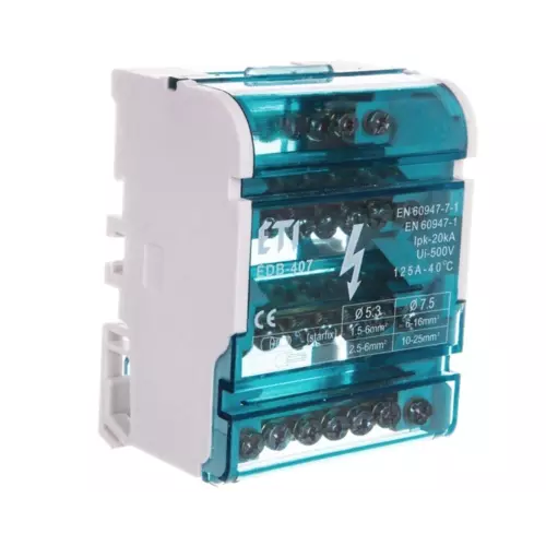 Blok rozdzielczy 125A 4P 7-zaciskowy EDB-407 | ETI-POLAM | 001102303 1