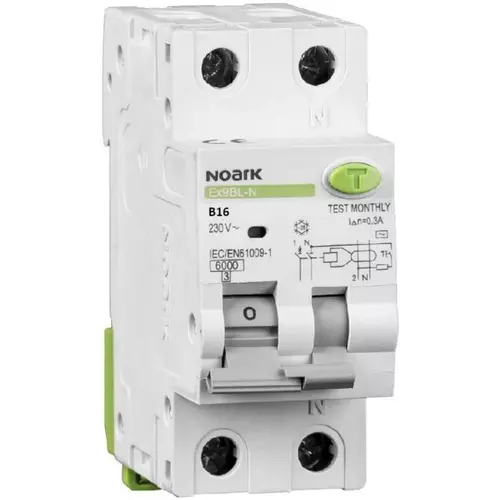  Wyłącznik różnicowo-nadprądowy RCBO 1-fazowy B16 + 30mA typ A 2P 107638 1