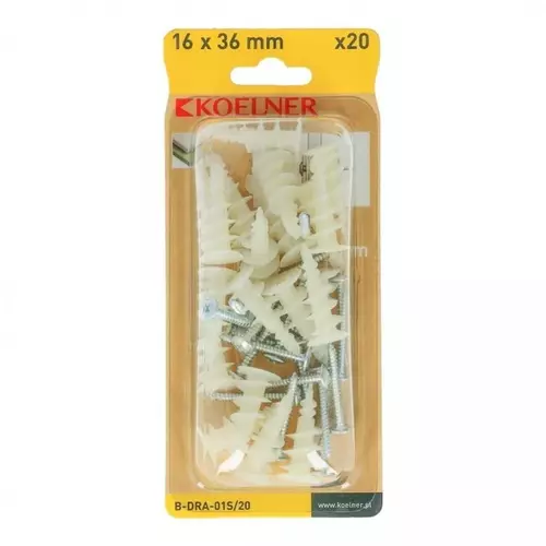 Kołki ślimakowe samowiercące do płyt G-K nylonowe 16x36mm z | B-DRA-01S/20 1