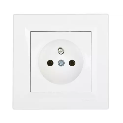 Gniazdo pojedyncze z/u białe z ramką | Schneider | Asfora | EPH2800121 1