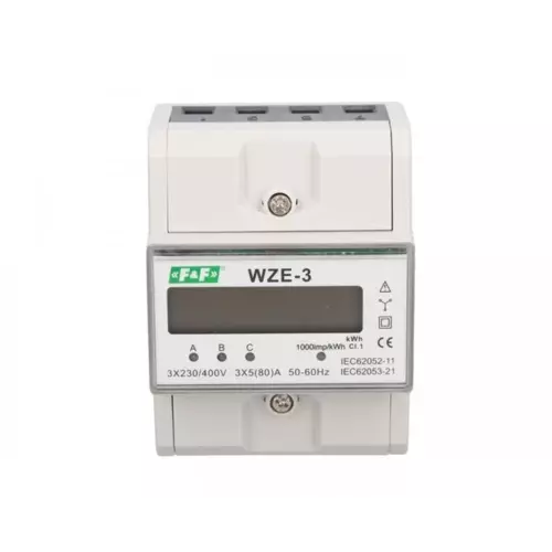Trójfazowy licznik zużycia energii bezpośredni 80A zgodność z MID | WZE-3 1