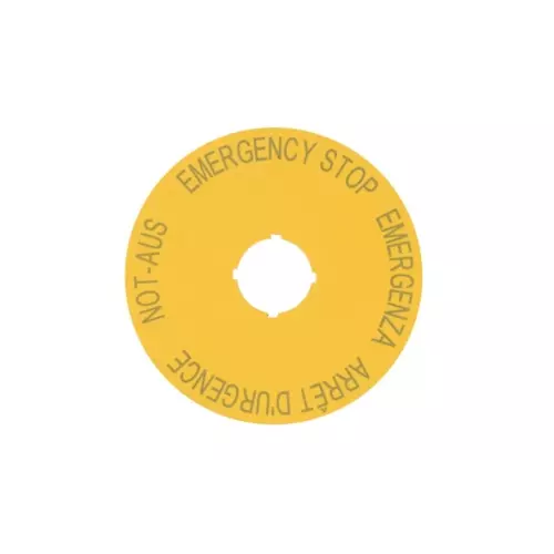 Tabliczka opisowa żółta okrągła fi90 EMERGENCY STOP M22-XAK1 | 216465 1