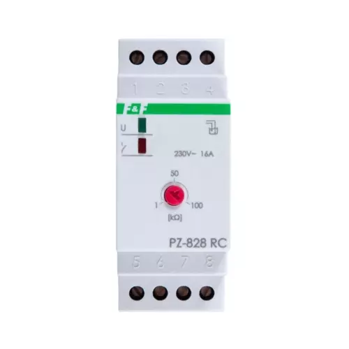 Przekaźnik kontroli poziomu cieczy 16A 1P 1-100kOhm z regulacją | PZ-828RC 1