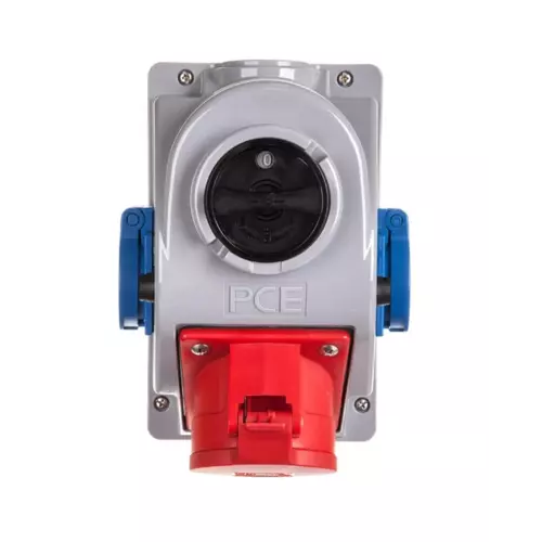 Gniazdo stałe z wyłącznikiem 0-1 32A 5P 400V + 2x2P+Z 230V IP44 | 96062542W 1