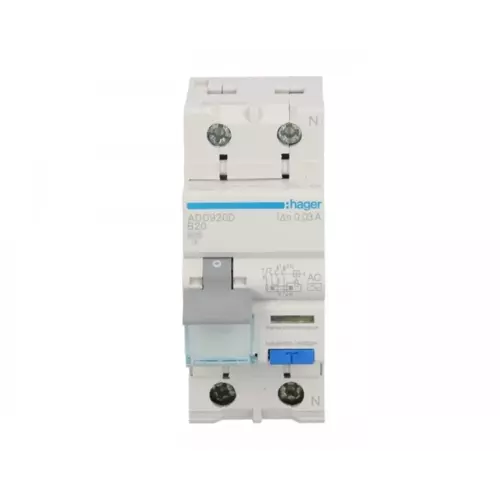 Wyłącznik różnicowo-nadprądowy RCBO 2P B20A 0,03A Typ AC | ADC920D 1