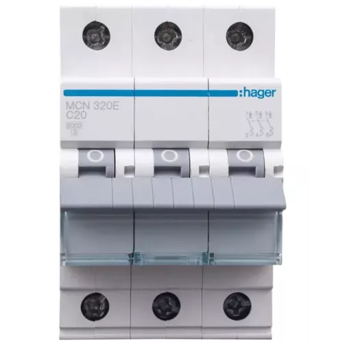 Wyłącznik nadprądowy 3P C 20A 6kA AC | HAGER POLO | MCN320E 1