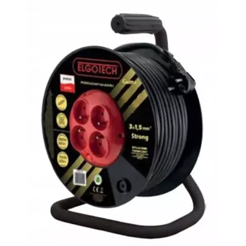 Przedłużacz bębnowy 30m 4 szt. gniazd czarny Elgotech PZB-40-30G 1