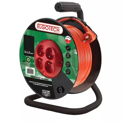 Przedłużacz bębnowy 30m OMY 3x1,5 4xGS | PPHU ELGOTECH | PZB-40-30Y 1