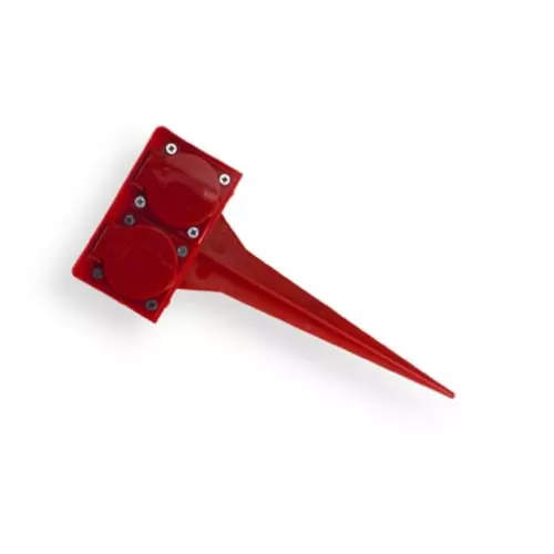 Gniazdo ogrodowe podwójne z/u ze szpicem IP44 czerwone | GOS-20-44 1