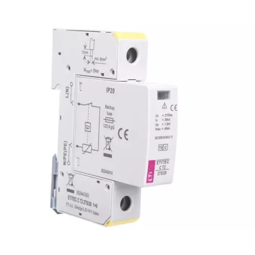 Ogranicznik przepięć C Typ 2 1P 20kA C T2 275/20 1+0 | ETITEC | 002440393 1