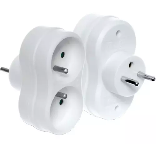 Rozgałeźnik wtyczkowy 2-gniazda z/u biały R-270P | PLASTROL | W-97741 1