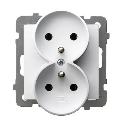 Gniazdo podwójne z uziemieniem biały As Ospel GP-2GRZ/m/00 1