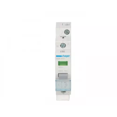 Przełącznik przyciskowy z lampką zieloną 16A 1Z | HAGER POLO | SVN411 1