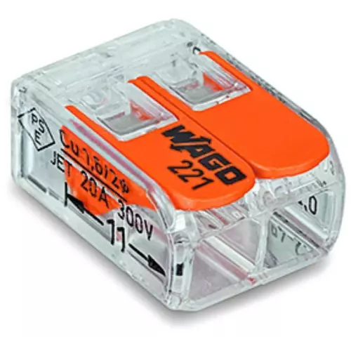 Szybkozłączka 2x0,2-4mm2 transparentna pomarańczowa | 221-412/995-016 1