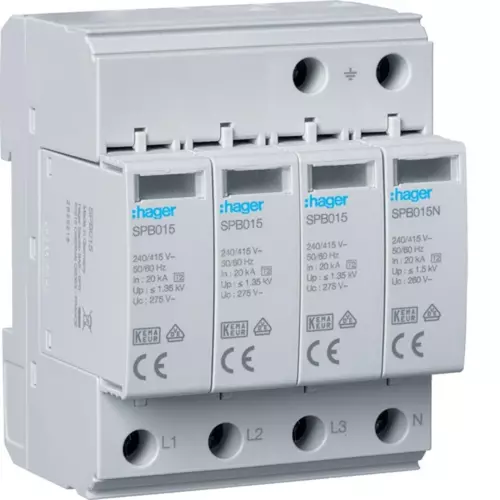 Ogranicznik przepięć C Typ 2 T2 SPD 4P 3+1 sieć TN-S/TT In=20kA | SPB413 1